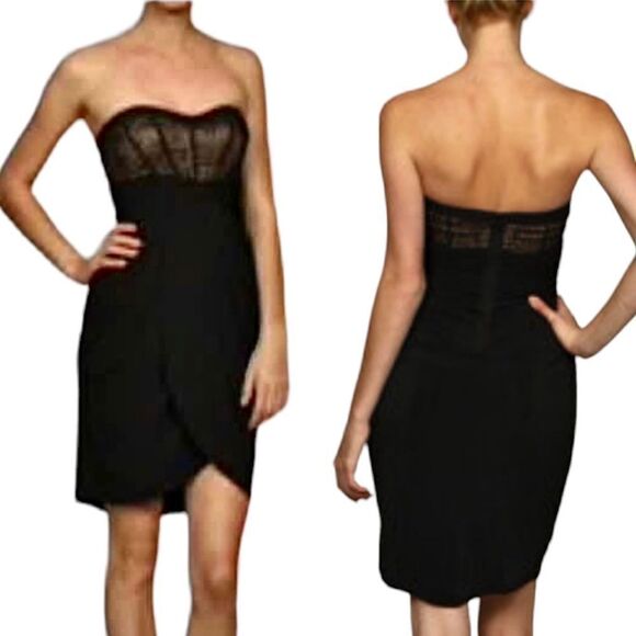 Jessica Simpson Black Lace Detail Bodice Strapless Cocktail Mini Dress Sz 14 NWT - Picture 15 of 15